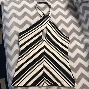 Striped keyhole halter top